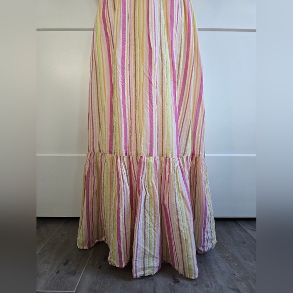 Old Navy Maternity Waist-Defined Striped Halter Maxi Dress - Picture 3 of 10